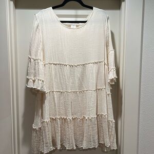 Chic Cream Ruffled Tunic Top